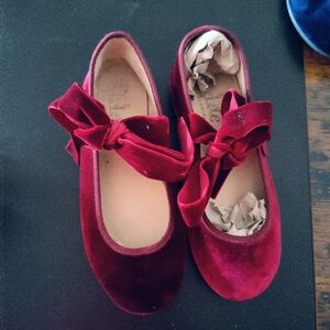 TokoLate Maroon Velvet Girl Slip Shoes